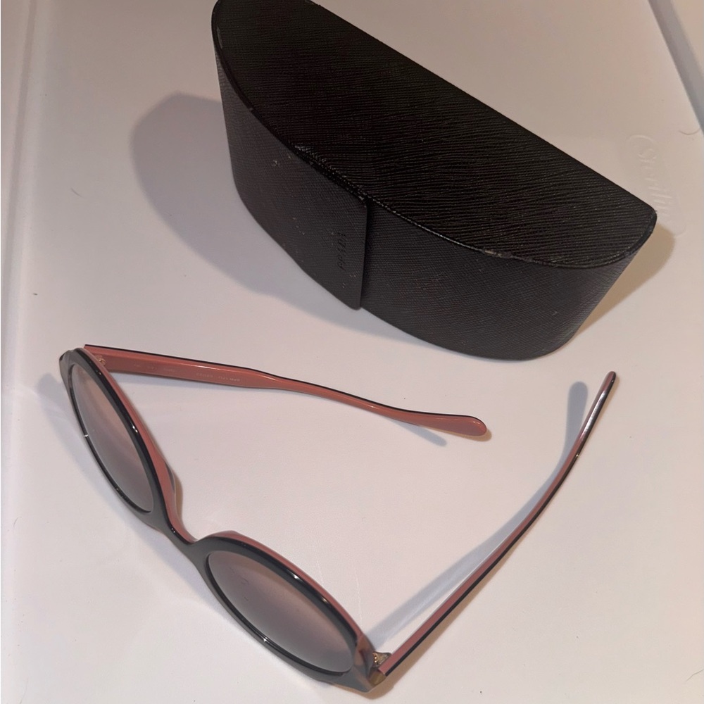 Prada Black and Pink Tortoise Round Sunglasses - Picture 3 of 10